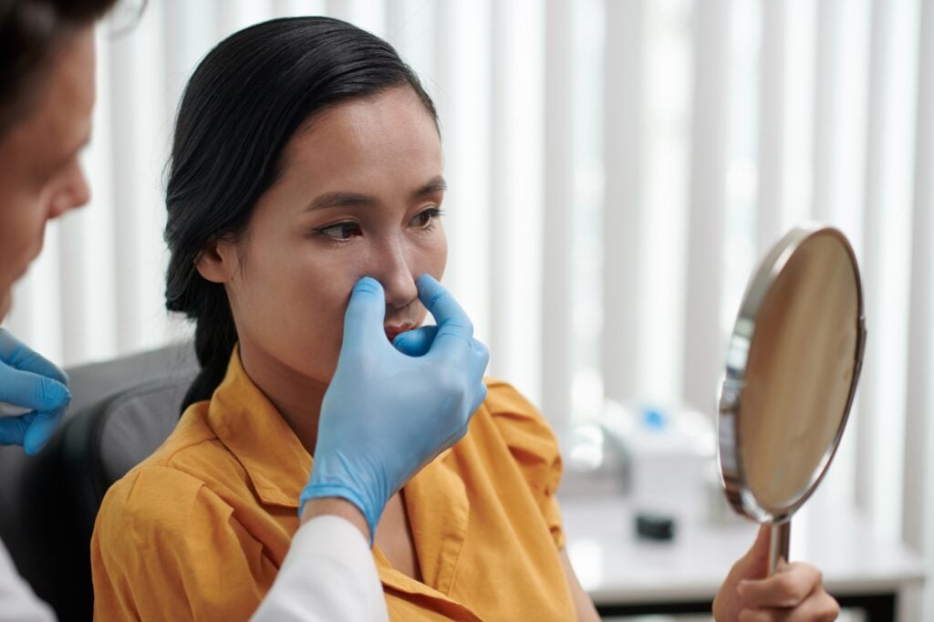 Patient Looking at Her New Nose